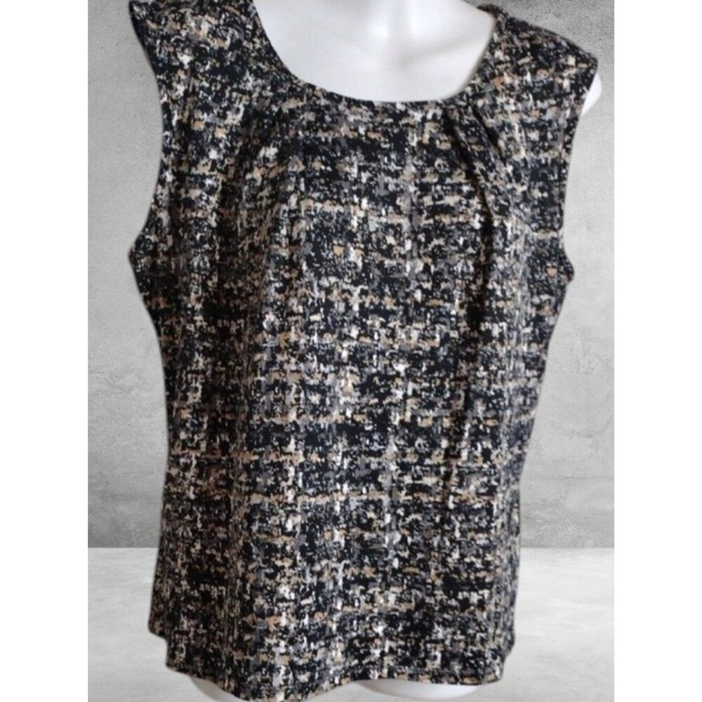 Mandy Evans Textured Black and Cream Sleeveless Women's Blouse